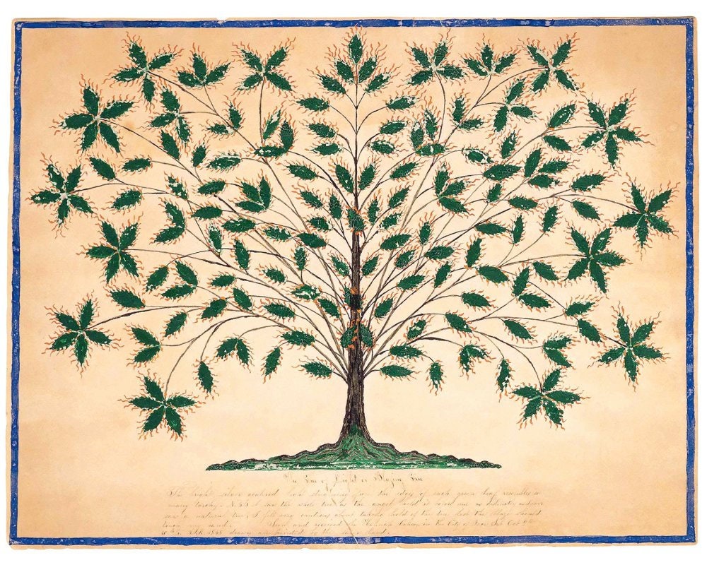 Folk Art Trees In Bloom Doodle Painting - creative jewish mom