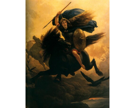 Viking Warriors & Horses on the Battlefield Picture Poster Art Framed Print 