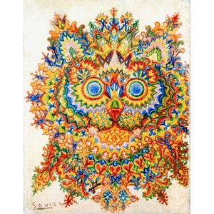 Louis Wain Kaleidoscope Cat art print, Outsider art, Art