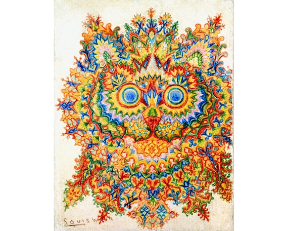  Louis Wain Psychedelic Cat Prints - Set of 4 Vintage Wall Art &  Wall Decor - Retro Cat Paintings for Bedroom Decor, Living Room Decor,  Kitchen Decor and Office Decor (8x10