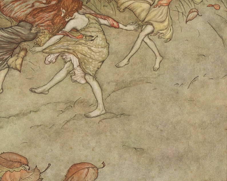 Autumn Fairies Art Print, Arthur Rackham Illustration, Vintage Woodland ...