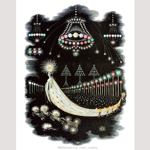 Wanderings of a Comet, J.J. Grandville art print, Pérégrinations D&#39;une Comète, Celestial wall art, Stars, Night sky, Fantasy illustration