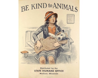Be Kind to Animals poster, Veterinary art print, Animal Lover wall art, Veterinarian gift, Morgan Dennis, Animal care art, Vintage pet art