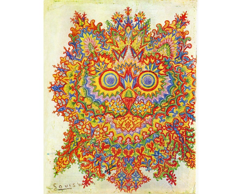 Louis Wain Kaleidoscope Cat art print Outsider art Art