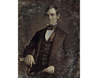 Daguerreotype portrait of Abraham Lincoln, Abe Lincoln art print, Lincoln photograph, Lincoln portrait, Old photo art, Antique photography