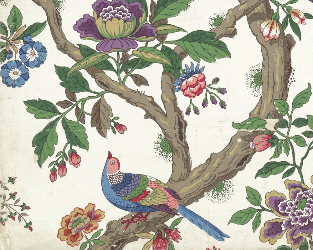 Antique Exotic Bird Painting Chinese Export Wallpaper Panel - Etsy