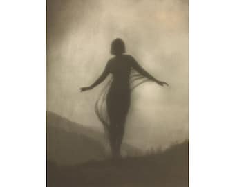 The Breeze, Anne Brigman print, Antique photography art, Mystical wall art, Nature spirit, Goddess, Vintage Woman, Feminist art, Silhouette
