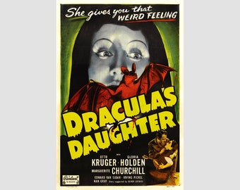 Vintage Horror Movie Poster, Dracula's Daughter, Vamp Art Print