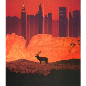 Impresión de arte distópico de la naturaleza, arte ambiental, arte contemporáneo, arte apocalíptico, obra de arte original, arte urbano futurista, arte moderno brillante