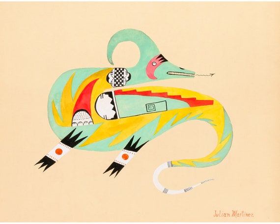 Avanyu Native American Mythology Art Print, Julian Martinez