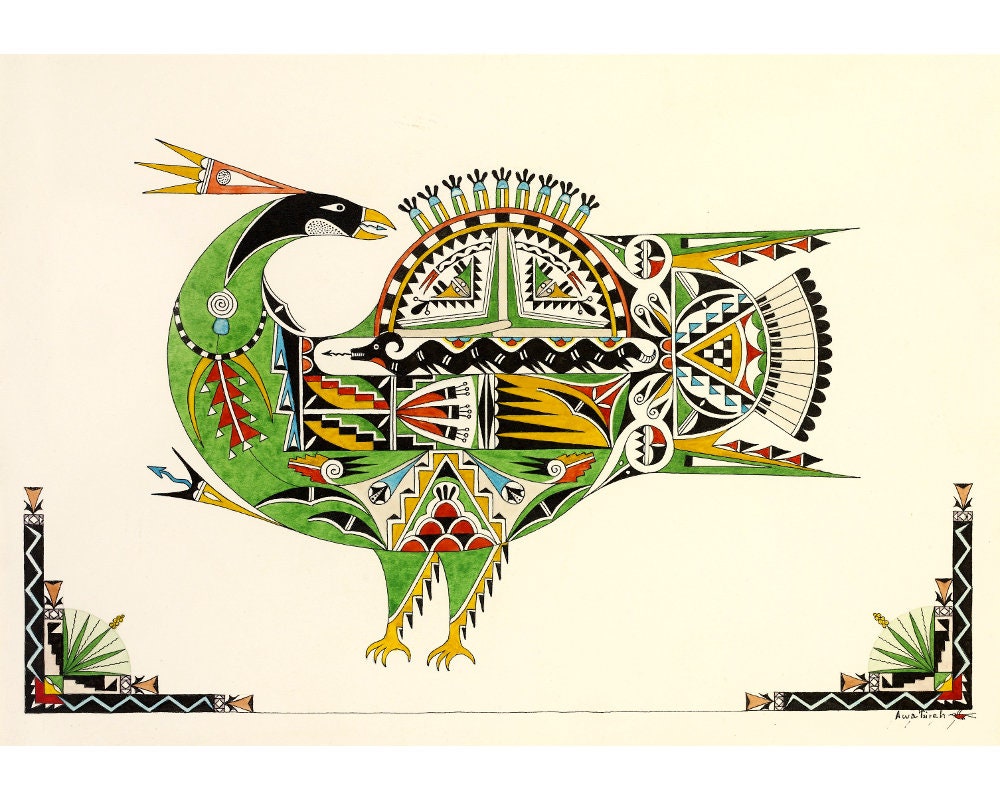 Thunderbird Art Print, Awa Tsireh, Native American Eagle Thunderbird Art Print, Awa Tsireh, Native American Eagle
