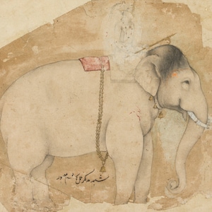 Royal Indian Elephant art print, Antique Mughal empire painting, Vintage animal art, Animal drawing, India wall art, Exotic animals fine art