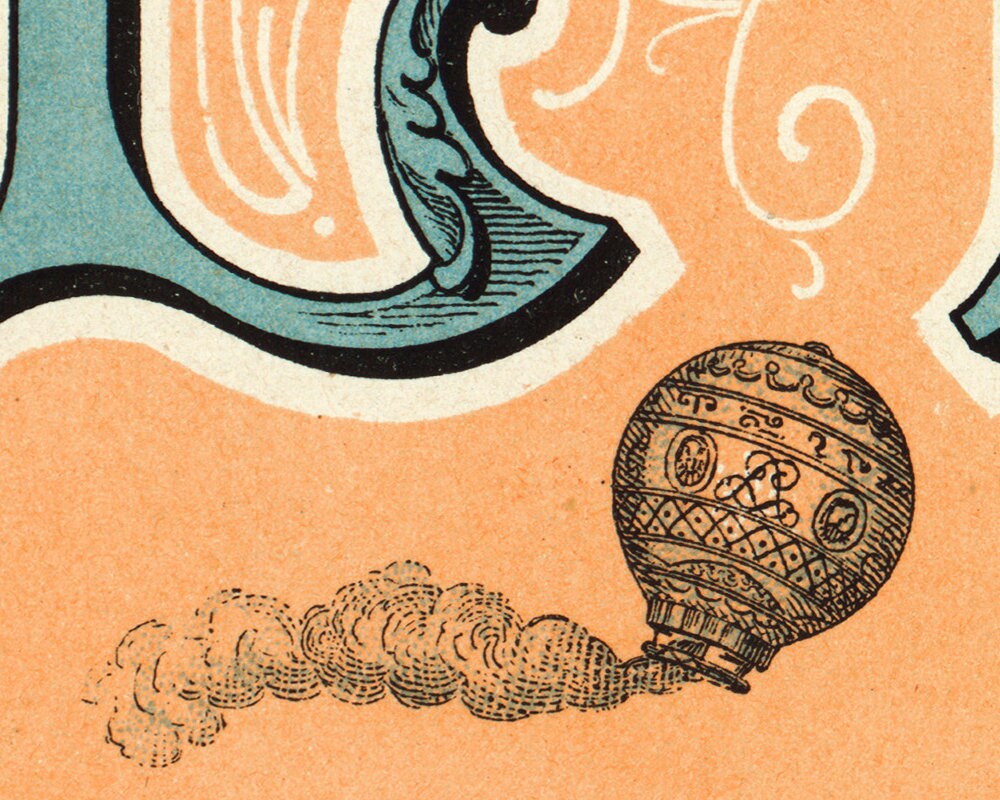 Antique French Flying Machines Poster, Vintage Hot Air Balloon Art ...