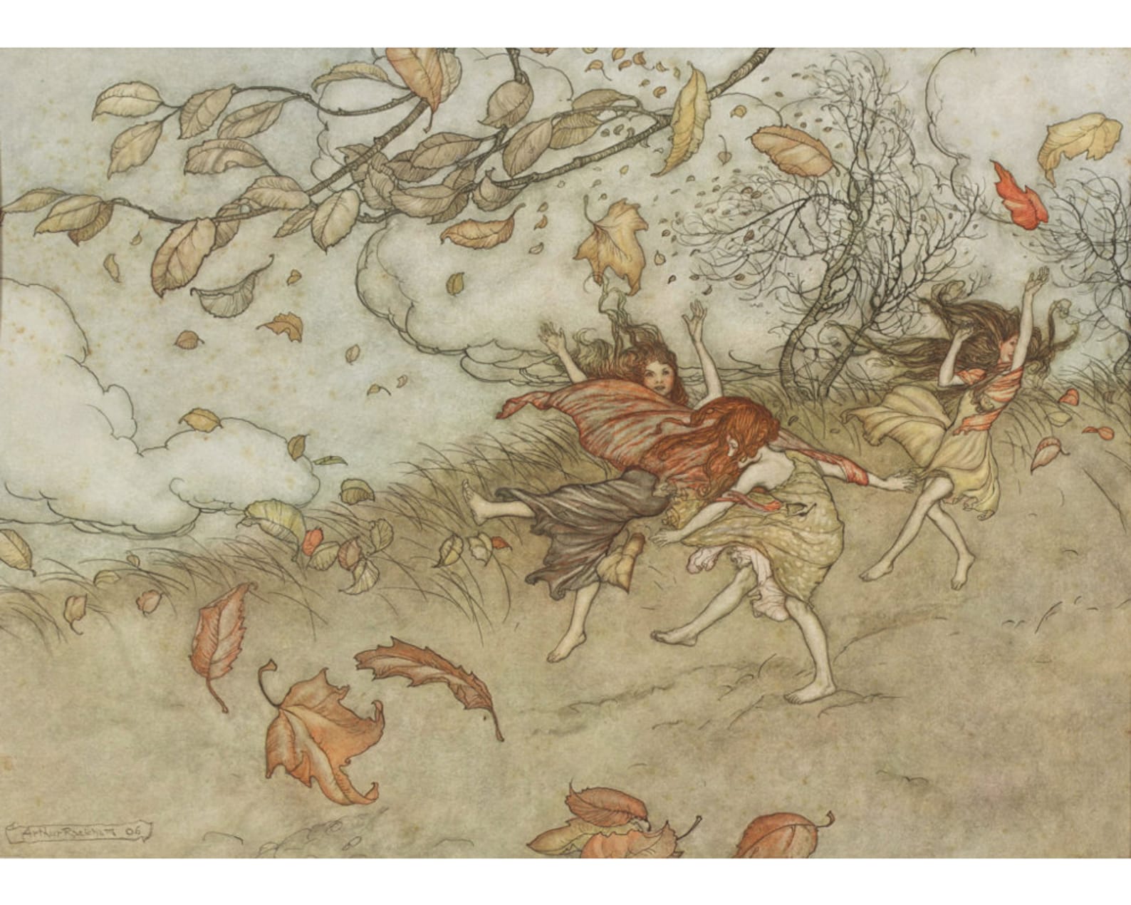 Autumn Fairies Art Print, Arthur Rackham Illustration, Vintage Woodland ...