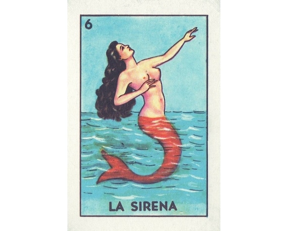 Lotería Mexicana - La Sirena - High resolution image. Illustration about  mexicana, attractive, high, haired, …