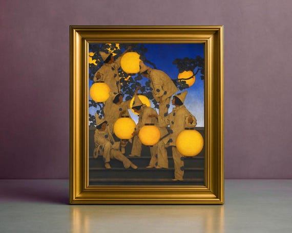 Maxfield Parrish the Lantern Bearers Print, Vintage Clown Painting