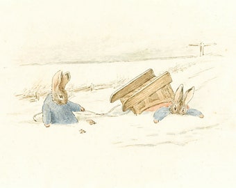 Ilustración de Peter Rabbit, lámina artística de Beatrix Potter, arte mural de cuentos, arte infantil de conejos, decoración infantil vintage, dibujo antiguo de conejo