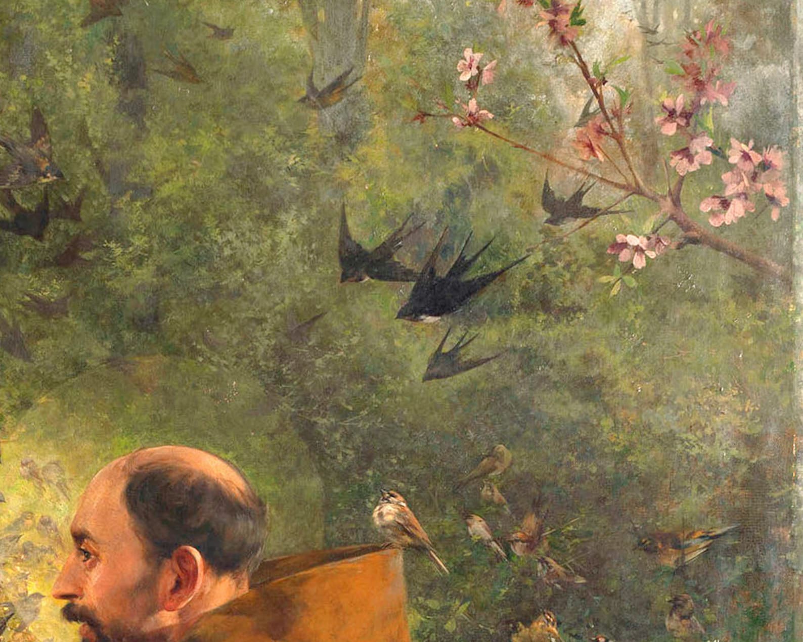 Saint Francis And The Birds Painting St Francis Of Assisi Art Print saint-francis-and-the-birds-painting-st-francis-of-assisi-art-print