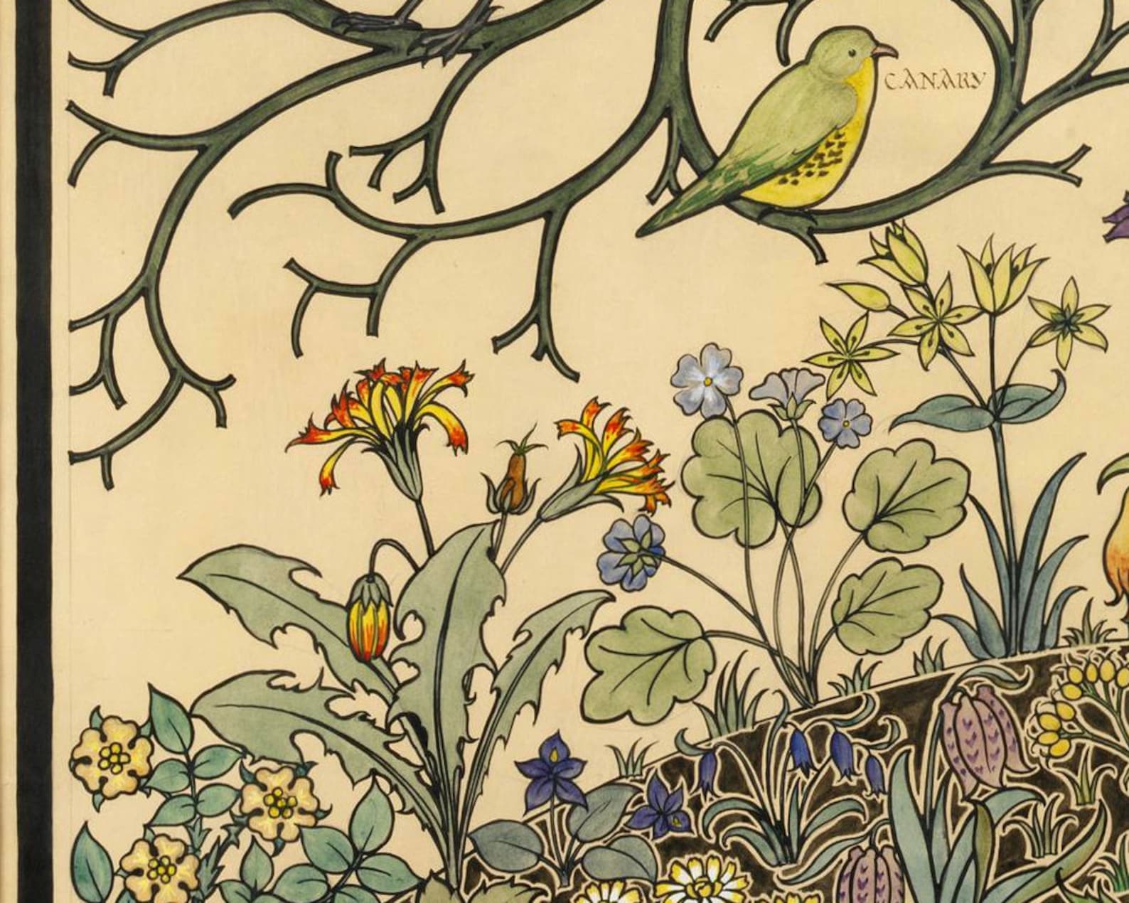 Songbirds Art Print Tree of Life Tropical Bird Painting | Etsy