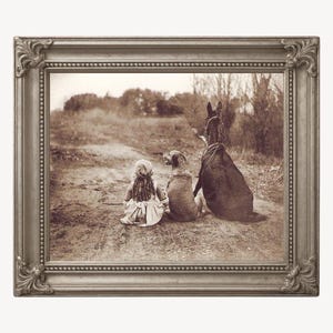 Antique Girl With Dog Picture - Etsy