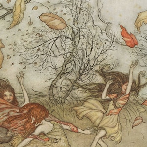 Autumn Fairies Art Print, Arthur Rackham Illustration, Vintage Woodland ...