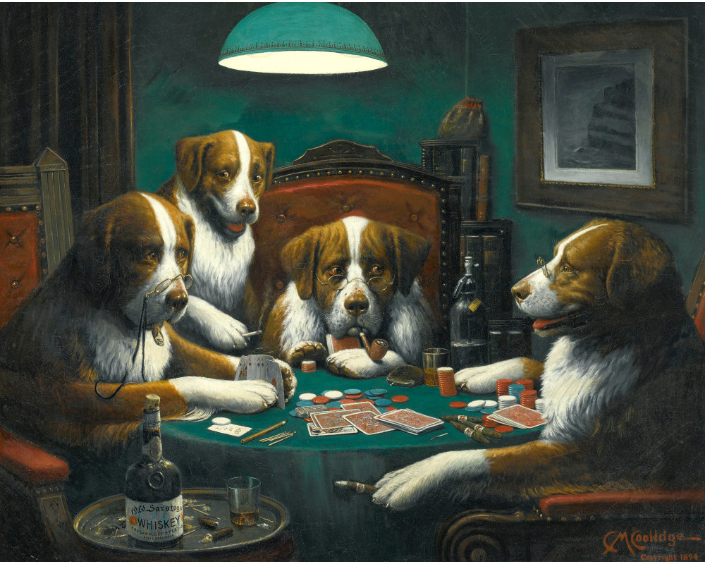Poker Game, C.M. Coolidge, Dogs Playing Poker Art Print, Vintage