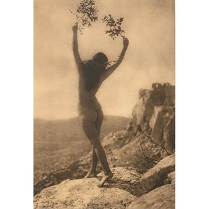 Pagan Nature Goddess art print, Vintage outdoors natural woman photograph, Sepia photo, Witch, Wicca wall art, Wiccan, Priestess, Sorceress