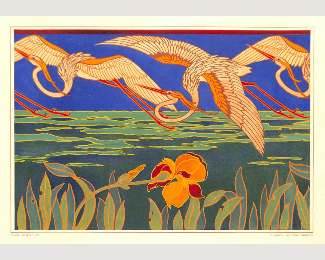 Art Nouveau Bird Painting Print, White Egret, Heron, Craftsman Style Wall Art, Arts and Crafts Design, Iris Flower, Antique Wildlife Poster - Etsy Art Nouveau Bird Painting Print, White Egret, Heron, Craftsman Style Wall Art, Arts and Crafts Design, Iris Flower, Antique Wildlife Poster - Etsy