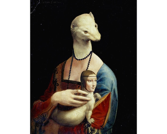 Ermine With Lady Collage Art Print Leonardo Da Vinci the - Etsy