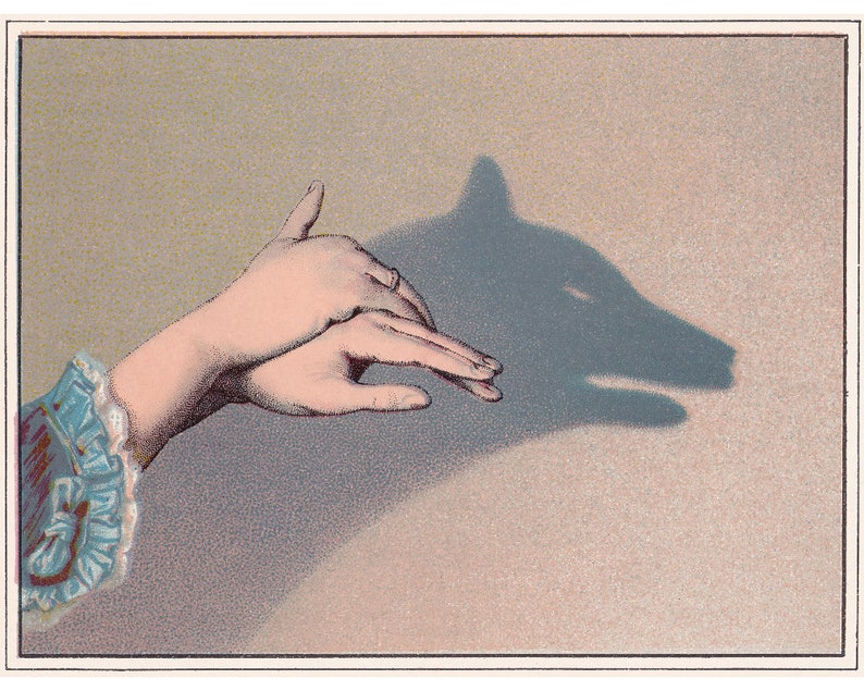 Vintage Wolf Art Print Victorian Hand Shadow Puppets Antique Etsy