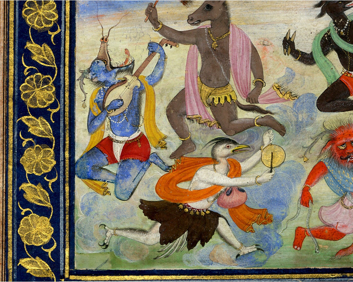 Medieval Demons Painting, Evil Spirits Art Print, Indian Mughal Empire ...