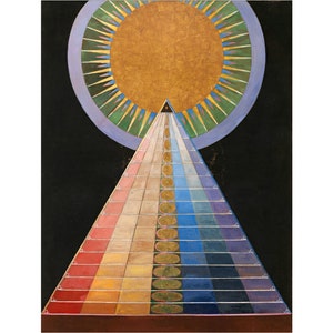 Hilma af Klint art print, Altarpiece No. 1, Mystical wall art, Modern abstract painting, Spiritual diagram, Pyramid, Sun, Color spectrum