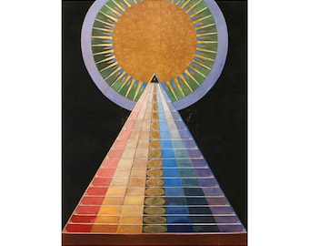 Hilma af Klint art print, Altarpiece No. 1, Mystical wall art, Modern abstract painting, Spiritual diagram, Pyramid, Sun, Color spectrum