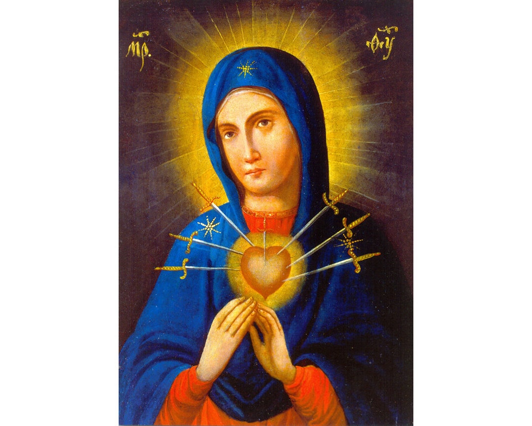 Vintage Virgin Mary Art Print, Madonna Del Don, Antique Russian