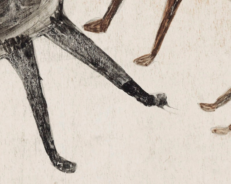 Bill Traylor Fighting Dogs Painting Dog Fight Folk Drawing Etsy