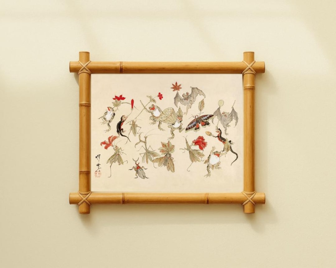 Dancing Forest Animals Art Print, Japanese Animal Painting