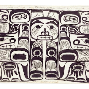 Impresión de arte indio Haida, diseño nativo americano de la costa noroeste del Pacífico, arte mural tribal canadiense, pintura de Johnny Kit Elswa, Primeras Naciones imagen 1