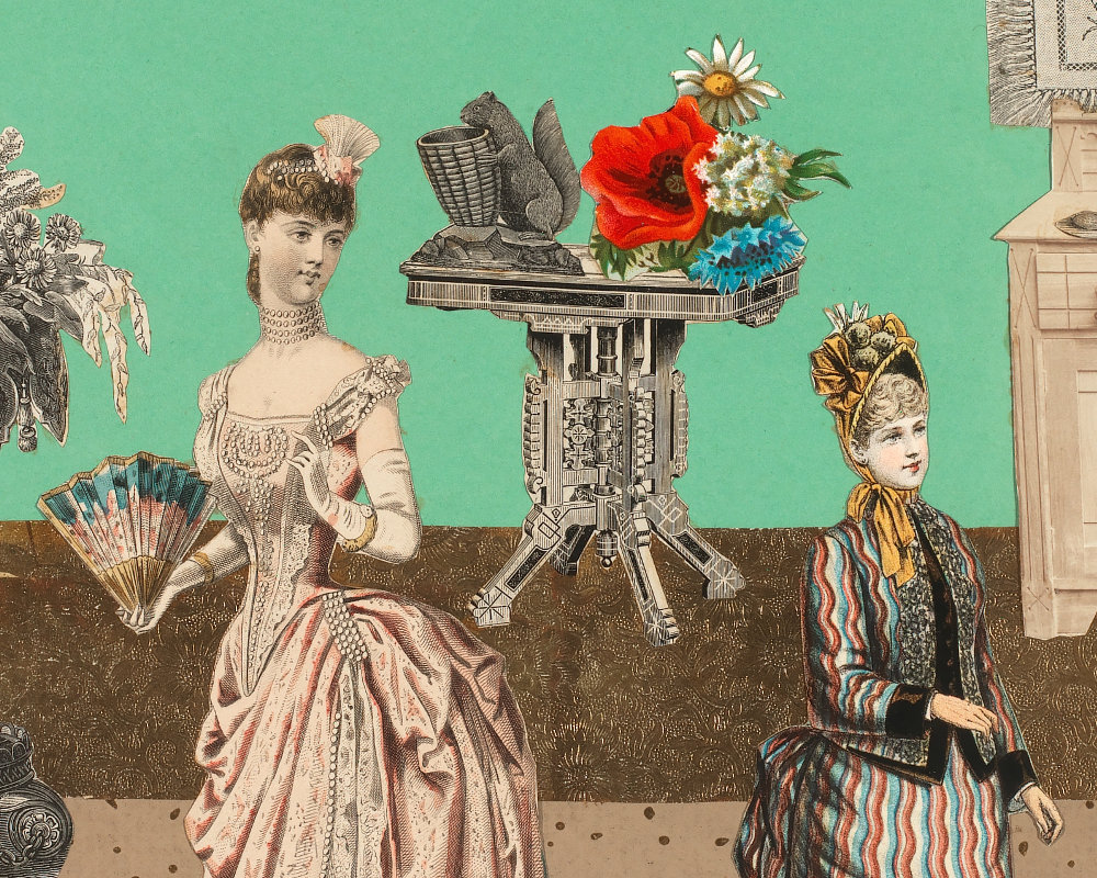Vintage Victorian Collage Art Print, Antique Bedroom Wall Art