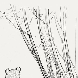 Vintage Winnie the Pooh illustration art print, E.H. Shepard drawing 1926, Pooh and Piglet walking away in the woods, Kids, Nursery wall art image 3