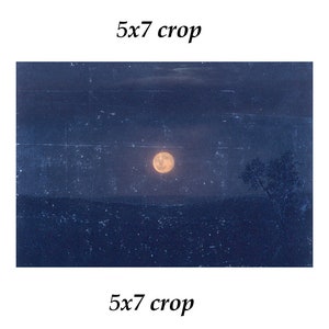 Vintage moon painting, Moonlight art print, Antique celestial wall art, Night sky, Blue, Old moon art, Frederic Edwin Church, 19th century image 7