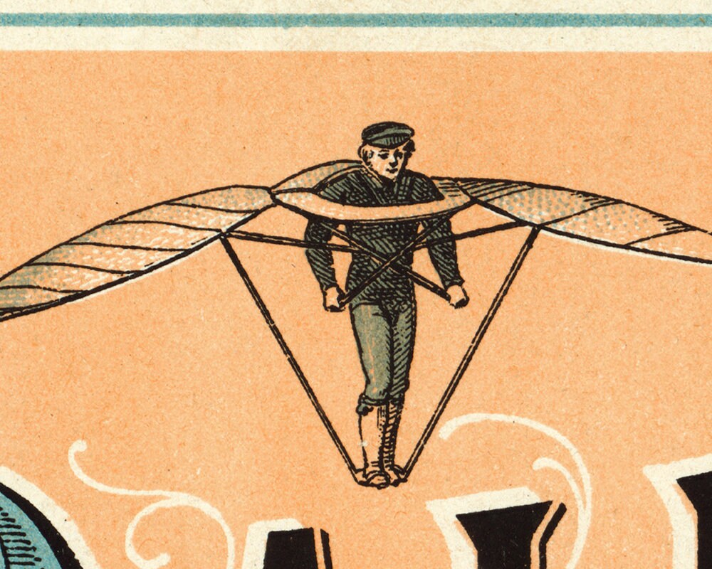 Antique French Flying Machines Poster, Vintage Hot Air Balloon Art ...