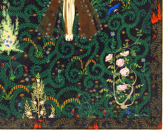Kay Nielsen Art Print, Woman in the Woods Painting, Woodland Decor