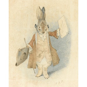 Benjamin Bunny, Beatrix Potter art print, Storybook illustration, Nursery wall art, Bunnies, Peter rabbit, Vintage children&#39;s book art