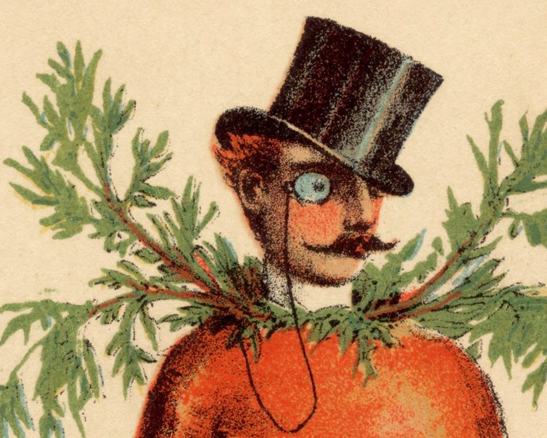 Victorian carrot man, Vintage kitchen art print, Funny kitchen poster, Food wall art, Kitsch, Strange, Bizarre, Absurd, Odd, Curious, Weird image 2