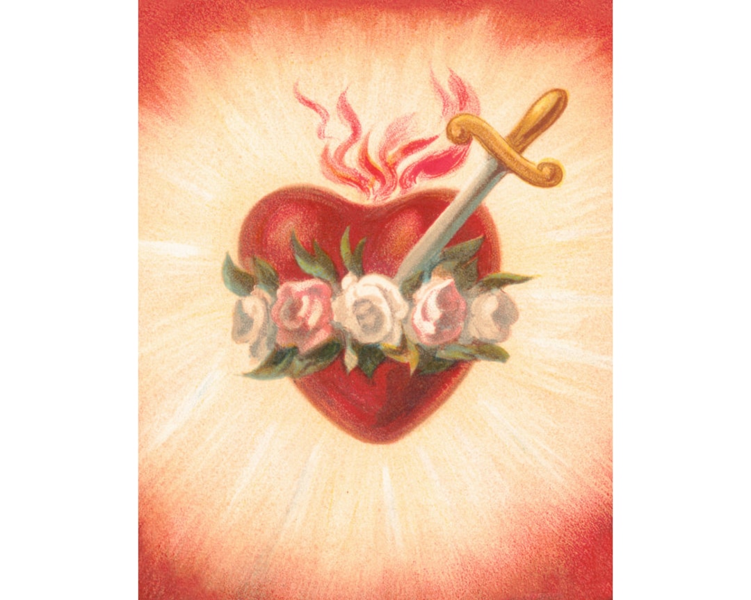 マリアの心臓 下図 Maria's Heart Esqis【肉筆絵画】 パルス - 解剖学的人間の心臓、アートプリント、オリジナル水彩