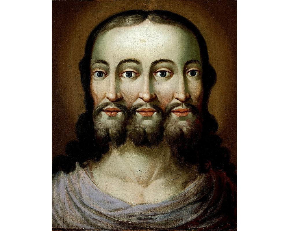 Three faced Jesus art print Trifacial Trinity Triple Jesus Etsy