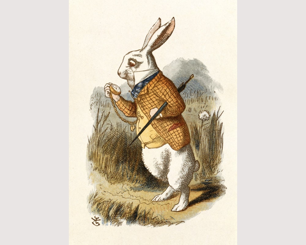 【正規販売店】 in Alice Rabbit White Wonderland Tenniel John Sir print, art 版画