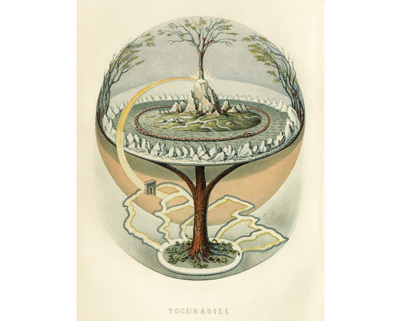 Yggdrasil Tree Art Print Norse Mythology the World Tree Etsy India