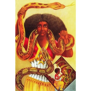 Mami Wata art print, African Snake Goddess, Water Spirit, Vintage chromolithograph, Black woman wall art, Feminist, Voodoo, Vudu, Vodou