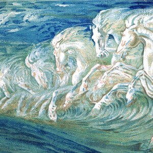 Neptune's Horses Art Print, Walter Crane Painting, Poseidon, Sea God ...